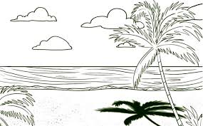 Sketsa pemandangan perkampungan yang mudah di gambar. Gambar Sketsa Pemandangan Pantai Harian Nusantara