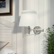Kira home cambridge 13 swing arm wall lamp plug in mount opaque paper shade 150w 3 way cord covers 2 com lamps mounted bedside. Swing Arm Wall Lamps Wayfair
