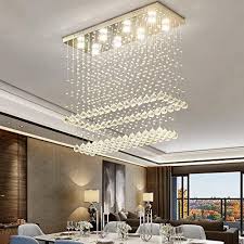 Contemporary Rectangular Flush Mount Ceiling Light Double Layer Raindrop Crystal Chandelier Sofary