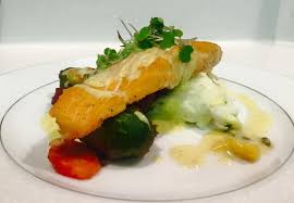 Salmon Au Sauce Moutarde With Basil Potatoes Basil Potato Food Salmon