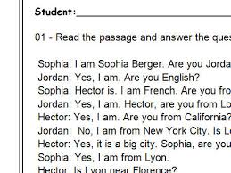 Michael and william, two colleagues, meet at the office.19. Where Are You From Reading Comprehension Dialogue Based Test