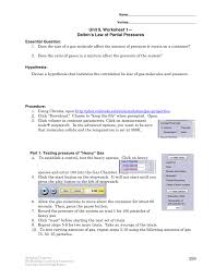 When we bake/cook something, we use a specific amount of each ingredient. 299 Unit 9 Worksheet 1 Dalton S Law Of Partial Pressures