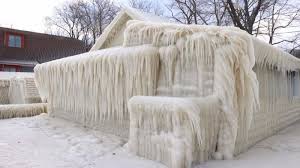 house completely encased in ice ...