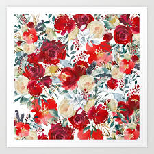 Affordable and search from millions of royalty free images, photos and vectors. Red Teal Hand Painted Boho Watercolor Roses Floral Art Print By Pink Water Society6
