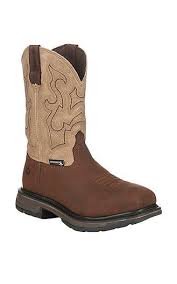 Wolverine Work Mens Lariat Brown And Sand With Square Toe
