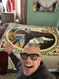 The Persistence of Memory painting in fabric and thread