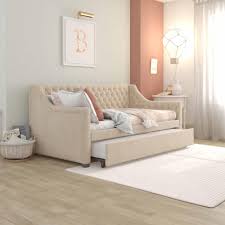Little Seeds Monarch Hill Ambrosia Upholstered Daybed And Trundle Ivory Velvet Twin Walmart Com In 2020 Upholstered Daybed Twin Daybed With Trundle Daybed With Trundle