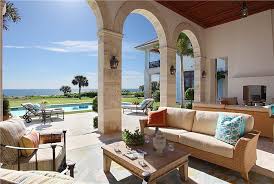 Mediterranean Oceanfront Patio And Courtyard Lap Pool With Authentic Touches Of The Cote D Azur Vero Beach Patio Luxury Homes