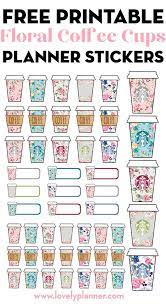 free printable floral starbucks coffee cups planner stickers diy planner notebook free printable planner stickers free printable stickers
