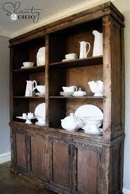 The buffet has a narrow shelf perfect for platters and entertaining dishes and a large storage cabinet. Shanty Hutch Ana White