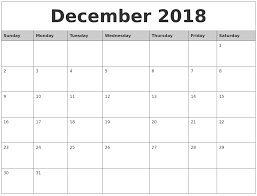 2018 December Simple Calendar Calendar Printables Print Calendar Calendar Template