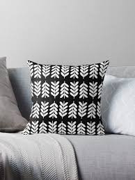 Black And White Throw Pillows For Couch White Leaves On Black Solid Cheerful Minimalist Monochrome Botanical Throw Pillow By Kierkegaard With Images Throw Pillows White Throw Pillows Black And White Pillows