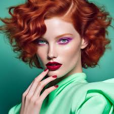 Sibyl Buck, short haircut, red …» — картинка создана в Шедевруме