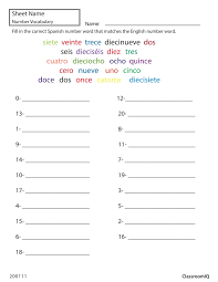 Spanish Number Words Spanishworksheets Classroomiq Newteachers Spanish Numbers Spanish Worksheets Learning Spanish