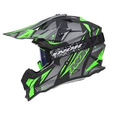 Nox Casque Cross N632 Gris Mat Vert Fluo Vert Fluo Casque Casques