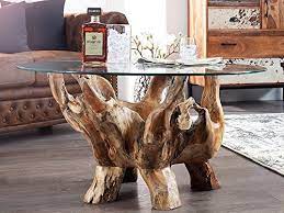 Eine faszinierende verschmelzung aus holz und glas stellt auch der 49 modisch fotos über ausgefallene couchtische glas couchtische. Li Il Couchtisch Massive Teakwurzel Glas Design 90cm Ein Unikat