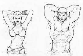 Male And Female Torso Muscle Reference For Artists The Artist Seems To Be Using Superhero Proport Drawing Superheroes Drawing Proportions Art Reference Photos