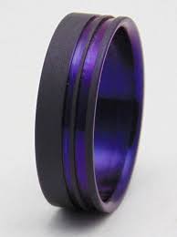 Black And Purple Rings For Couples Purple Titanium Ring With Two Offset Grooves Etsy Titanium Wedding Rings Cheap Wedding Rings Mens Wedding Rings
