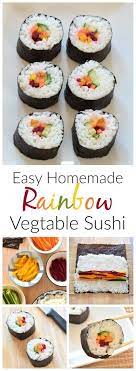 Easy Rainbow Vegetable Sushi Recipe Vegetarian Sushi Food Sushi Recipes