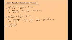 Cazul de nedeterminare infinit pe infinit se determina prin factor fortat sau compararea gradelor. Limite Ale Functiilor Rationale In Cazuri De Exceptie Lic Limitele6 Youtube