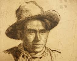 Listed American California artist etching Frederick Robbins