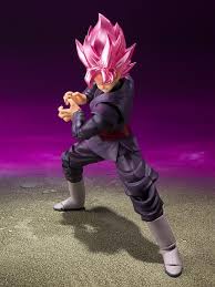 The highly posable 155mm figure includes five pairs of optional hands, three optional expressions, and a custom stand. Dragon Ball Super S H Figuarts Goku Black Super Saiyan Rose