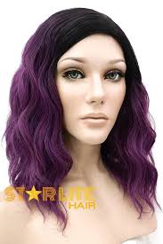 Black And Purple Hair Wig 16 Purple With Dark Roots Fashion Synthetic Hair Wig 50209 In 2020 Dark Purple Hair Purple Hair Hair Doo