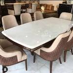 Rectangular Artificial White Onyx Dining Table, 6 Seater
