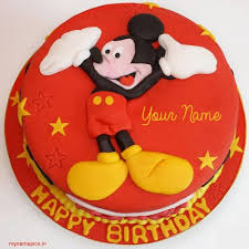 Birthday Cake Pictures Cartoon Write Name On Micky Cartoon Birthday Cake Pics In 2020 Mickey Mouse Birthday Cake Birthday Cake Kids Cartoon Cake