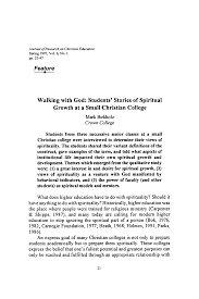 Walking with God: Students' Stories of Spiritual Growth at a Small  Christian College