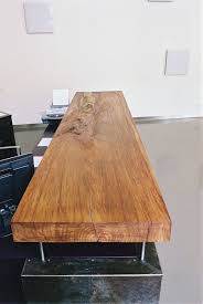 Narra Wood Slab With Hammered Steel Base For The Reception Room Of A Doctor Www Udogangl Com Wood Slab Rustic Dining Table Dining Table
