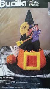Plastic Canvas Kit Witch S Hat Candy Dish Designed By Etsy In 2020 Plastic Canvas Candle Holders Plastic Canvas Candle Plastic Canvas Christmas