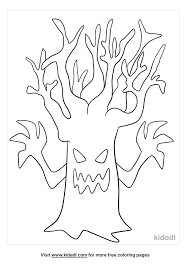 Halloween witch coloring scary and funny witches that need color to brighten up their dresses. Spooky Tree Coloring Pages Free Halloween Coloring Pages Kidadl