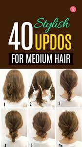 40 Quick And Easy Updos For Medium Hair Hairstyles Updo Updohairstyles Easyhairupdos Easy Updos For Medium Hair Easy Hair Updos Medium Hair Styles