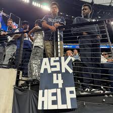 Cowboys fans bringing "Ask 4 Help" signs to the game tonight, as Dallas  plays their first game since the passing of Marshawn Kneeland. ❤️