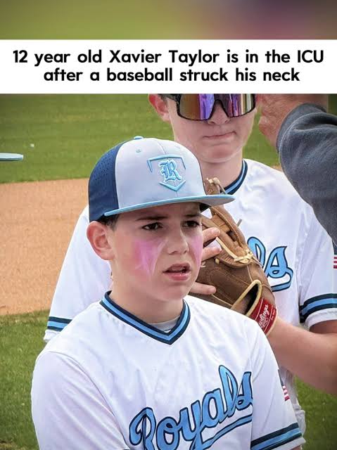 Xavier Taylor, twelve years old, was airlifted to hospital after a baseball  struck his neck during warmups in New Jersey. His father says he will play  again. 🙏 #xaviertaylor #mapleshade #newjersey ...