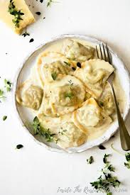 Mushroom Ravioli With Parmesan Cream Sauce Inside The Rustic Kitchen Recipe Italian Pasta Dishes Mushroom Ravioli Homemade Pasta