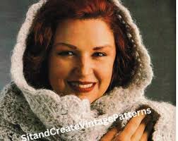 Vintage Crochet Hooded Scarf