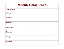 Blank Family Chore Chart 2018 Writings And Essays Corner