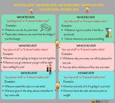 How To Use Whatever Whoever Whenever Wherever Whichever And However Correctly Eslbuzz Learning English Learn English English Writing Confusing Words