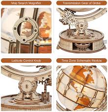 Ravensburger children's globe 3d puzzle 180pc. Buy Rokr 3d Wooden Puzzles For Adults Illuminated Globe With Stand 180pcs 3d Puzzles Built In Led Model Kit Home Decor Gifts For Teens Adults Online In Usa B095y7rxl5