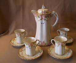 Antique Hot Chocolate Sets Germany Nippon Hand Painted 10 Piece Hot Chocolate Set W Floral Decoration Tea Display Chocolate Pots Chocolate Tea