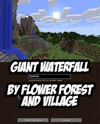 Spawn By A Huge Waterfall By A Flower Forest Biome And A Village In This Minecraft Pc Mac Seed Fivef Minecraft Blueprints Minecraft Creations Mojang Minecraft
