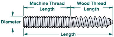 A hanger bolt is a cylindrical metal fastener that is threaded at both ends and often tapered at one hanger bolts are driven into hard surfaces with drills and hammers so that one of the threaded ends. Hanger Bolts Stainless Steel 18 8 3 8 16 X 6 Bolt Depot