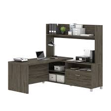 It is equipped with two tops and a few drawers that allow you to. Pro Linea L Shaped Desk With Hutch Bestar