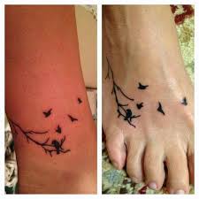 Family 4 Birds On A Branch Tattoo Leaving The Nest Tattoos For Daughters Family Tattoos Tattoos For Kids