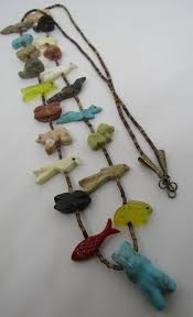 Sold Price 32 Zuni Fetish Necklace Carved Stone Animal Heishi Invalid Date Edt