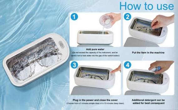 Ultrasonic Jewelry Cleaner Machine 600ml Portable Ultrasonic Denture and Eye Glasses Jewelry Cleaner High Frequency Vibration Non-slip Bottom with 304 Stainless Steel Tank - Gain Express