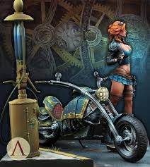 Sarah Kilmister Steam Wars Scale 75 By Mmasclans Putty Paint Dad Art Harley Davidson Art Miniature Painting
