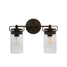 Instantly upgrade a bathroom with new lighting. Allen Roth Vallymede 2 Light Bronze Farmhouse Vanity Light In The Vanity Lights Department At Lowes Com